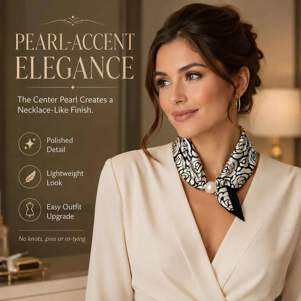 Pearl-Ring Pull-Through Scarf Necklace – product image 1