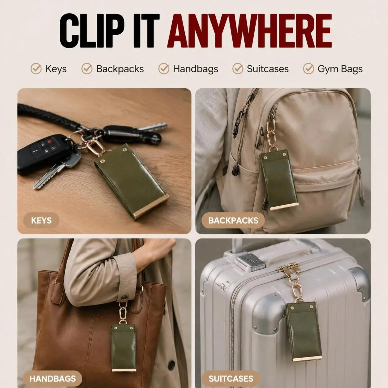 Foldable Keychain Shopping Tote Bag with Metal Clip – product image 7