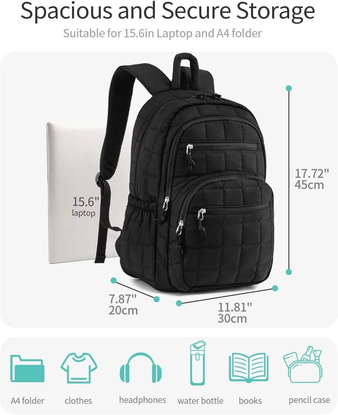 Women’s Quilted Travel Backpack with Multi-Pocket Storage – product image 2