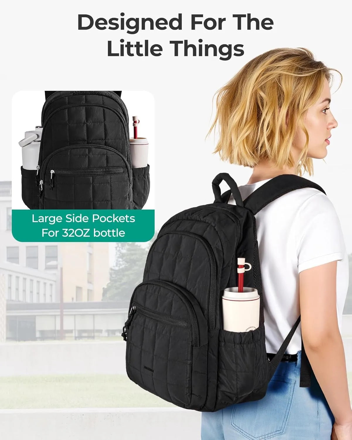 Women’s Quilted Travel Backpack with Multi-Pocket Storage – product image 4