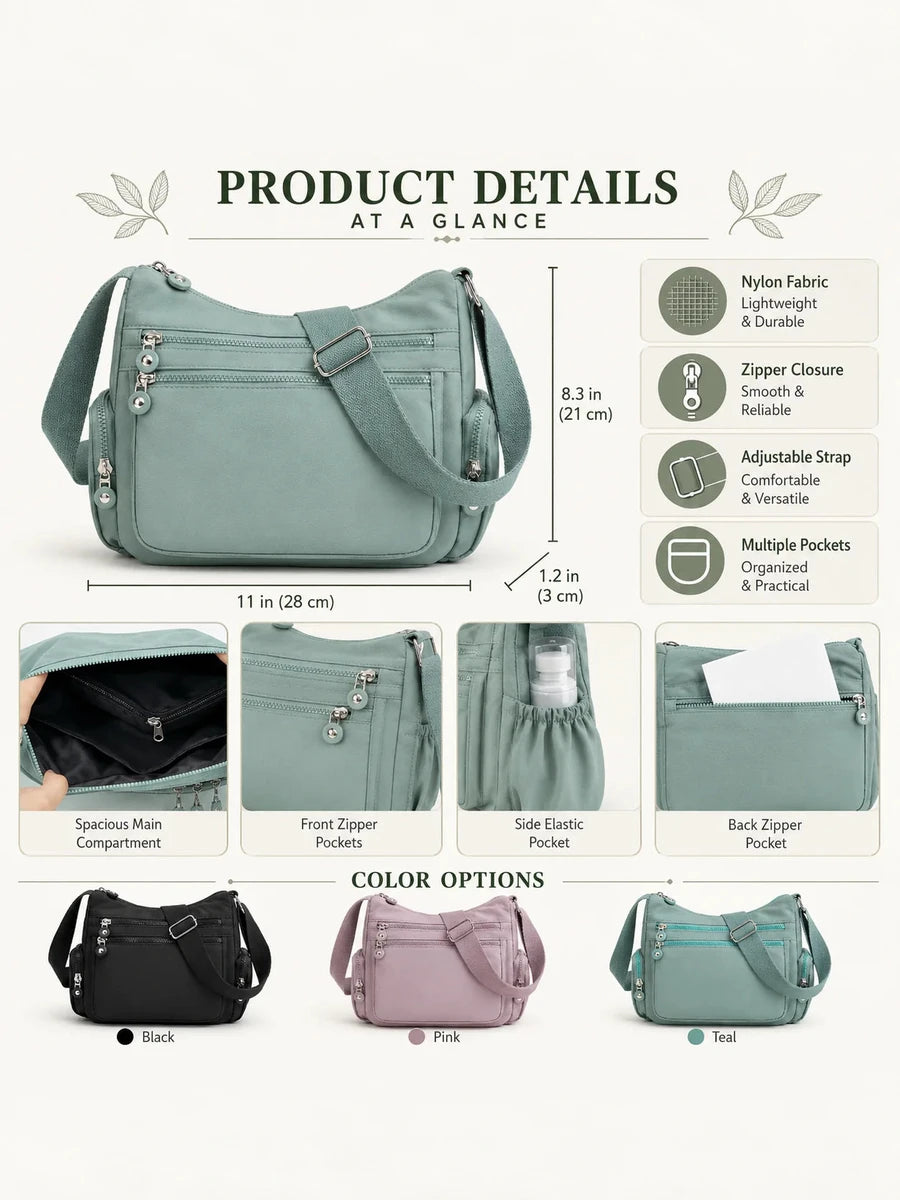 Multi-Pocket Nylon Crossbody Bag – image 12