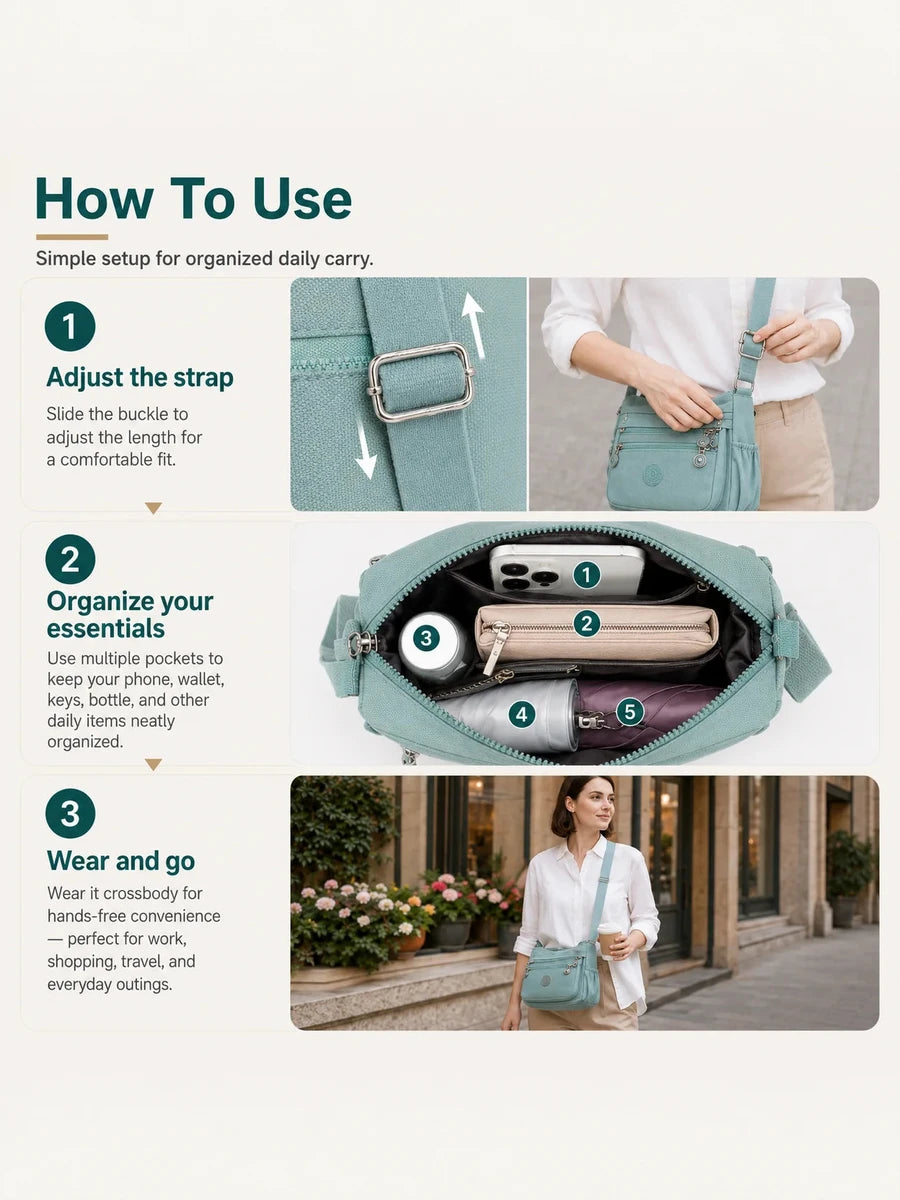Multi-Pocket Nylon Crossbody Bag – image 9