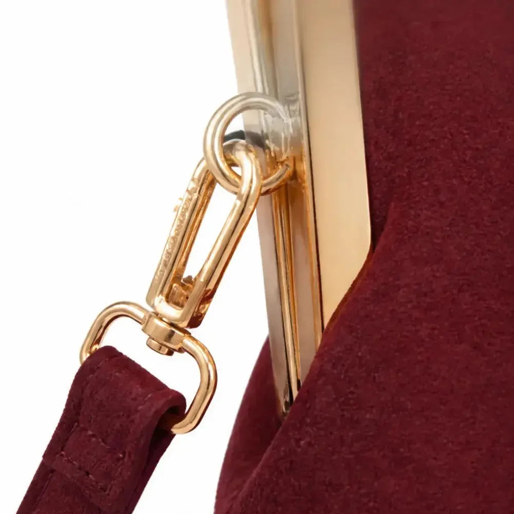 Suede-Look Frame Handbag with Top Handle and Shoulder Strap — reference detail